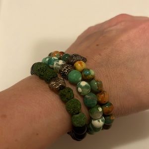 Bundle of 3 Cool Beaded Bracelets made from variety of natural stones